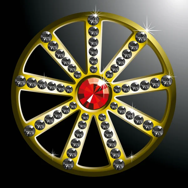 Expensive silver diamond wheel — Stock Vector