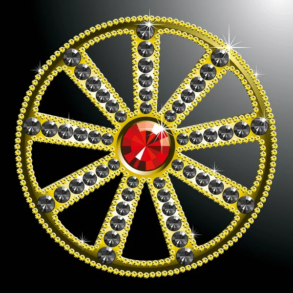 Vecteur Cher Diamant Argent Roue Isolé Sur Fond Noir — Image vectorielle