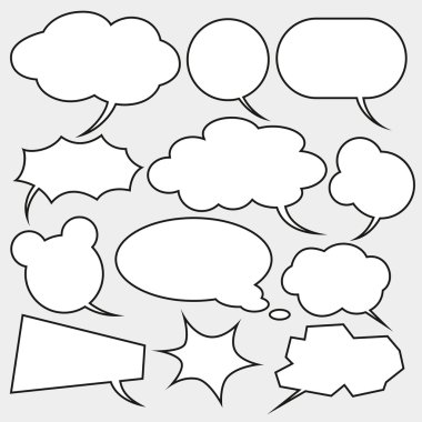 Vector set of comics style speech bubbles clipart