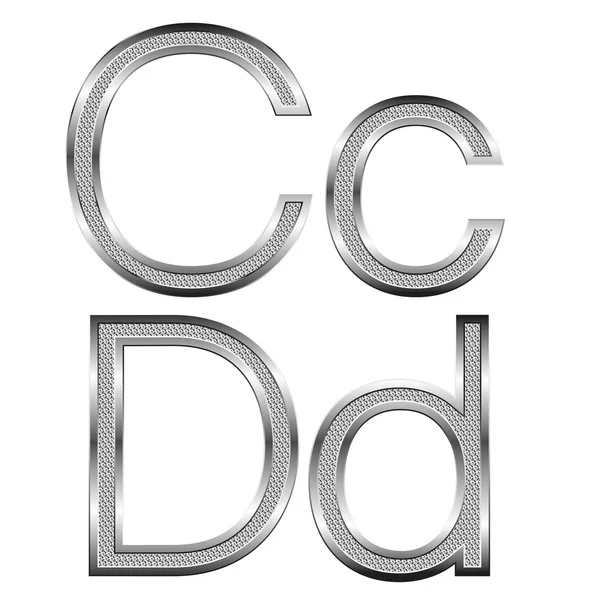 Dunne diamant metalen brieven op wit — Stockvector