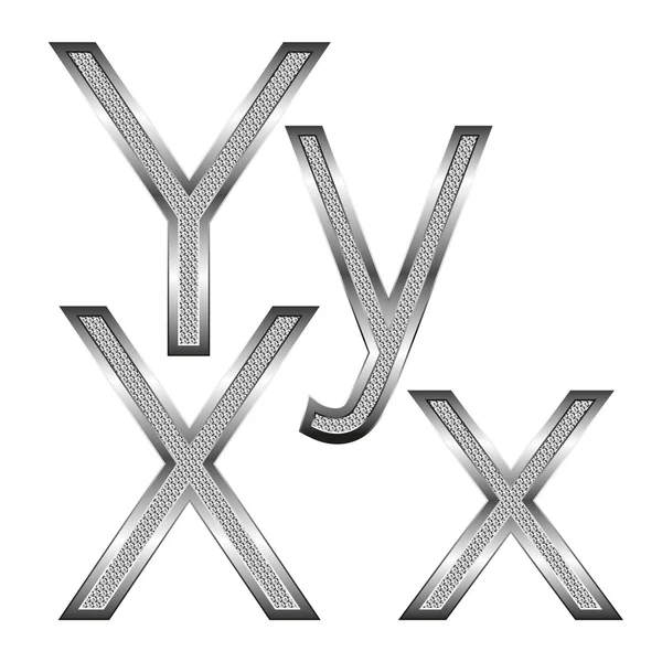 Minces lettres en métal diamant sur blanc — Image vectorielle