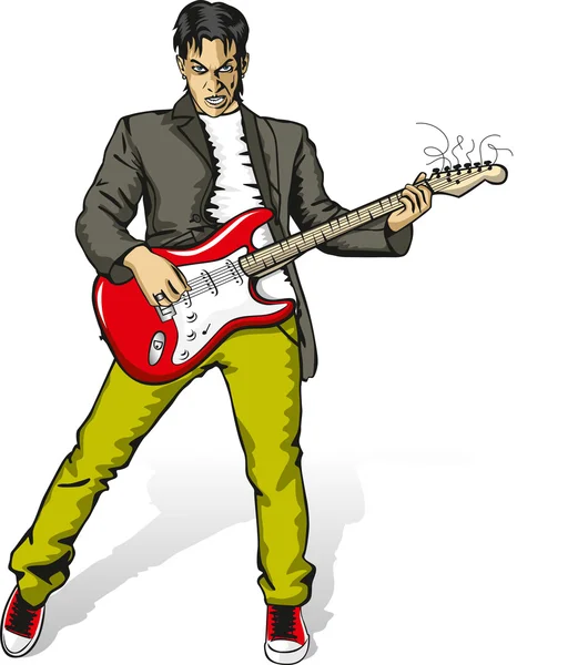 Punk man avec la guitare — Image vectorielle