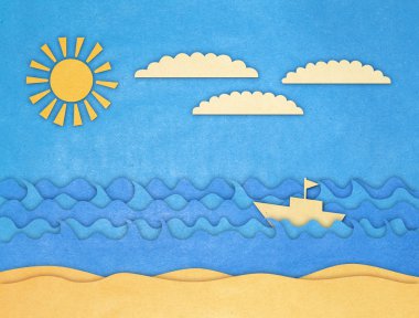 Applique of boat and sea clipart