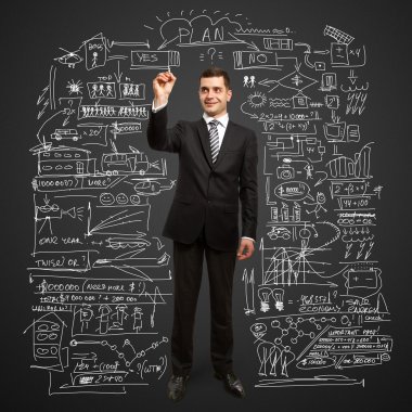 Businessman with marker clipart