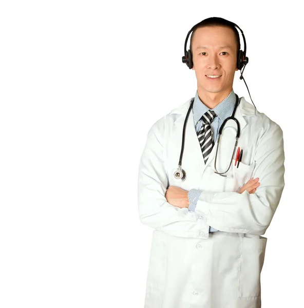 Médico com fones de ouvido — Fotografia de Stock