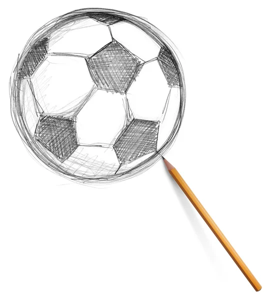 Футбольный мяч и карандаш — стоковое фото