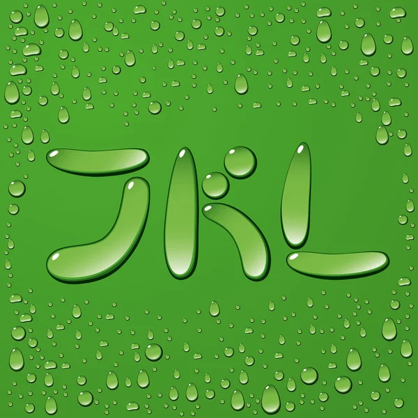 Yeşil zemin üzerine su damla harfler — Stok Vektör