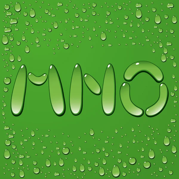 Letras de gota de agua sobre fondo verde — Vector de stock