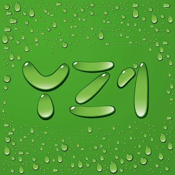 Вода кидає літери на зелений фон — стоковий вектор