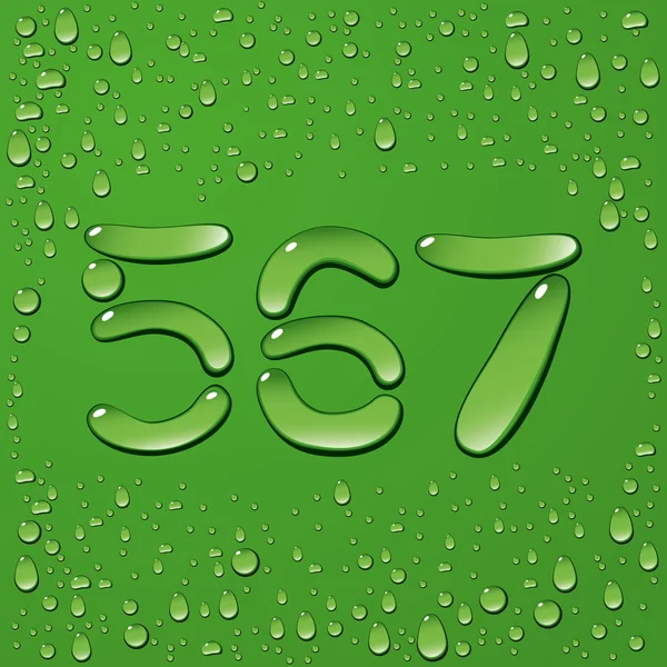Vatten droppe bokstäver på grön bakgrund — Stock vektor