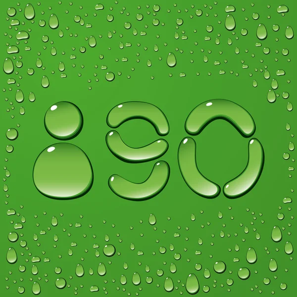 Буквы капли воды на зеленом фоне — стоковый вектор