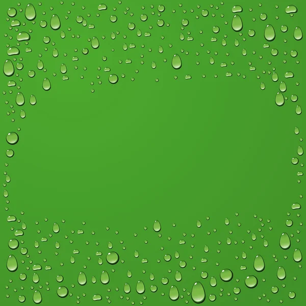 Water druppel op groene achtergrond — Stockvector