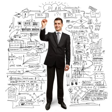 Businessman with marker clipart