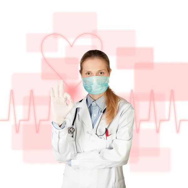 心電図と医師の女性 — ストック写真