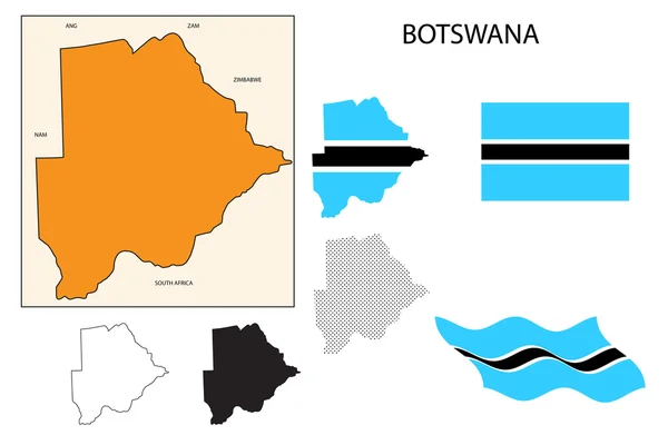 stock vector Botswana map and flag