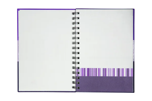 Απομονώστε το βιβλίο σημείωση μωβ σε λευκό — Φωτογραφία Αρχείου
