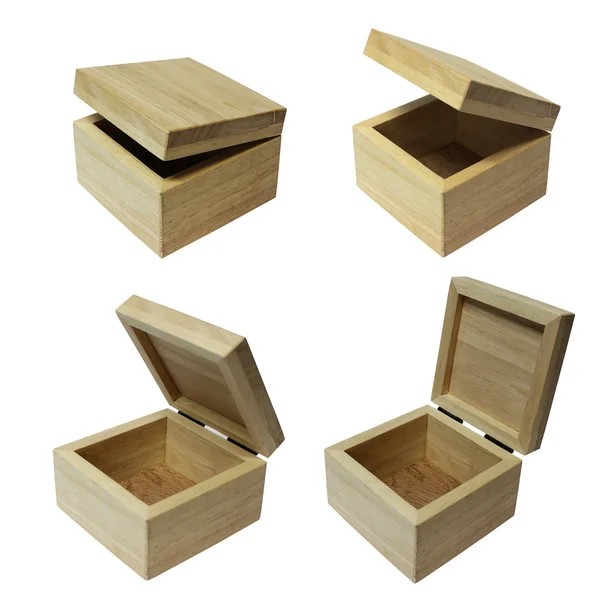 Wood boxs on white background(four step) — Stock Photo, Image