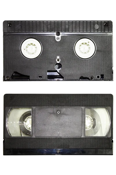Police et dos cassette vidéo vintage isolé sur un fond blanc — Photo