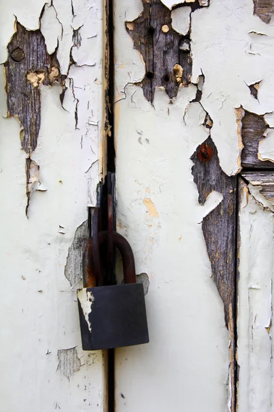 Grunge vinobraní dveře se zámkem — Stock fotografie
