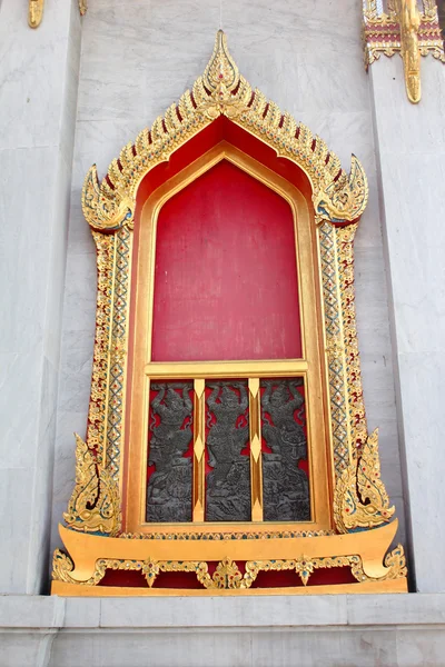 Buddyjski klasztor okno, bangkok Tajlandia — Zdjęcie stockowe