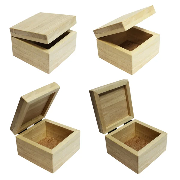 stock image Wood box isolate on white background(four step)