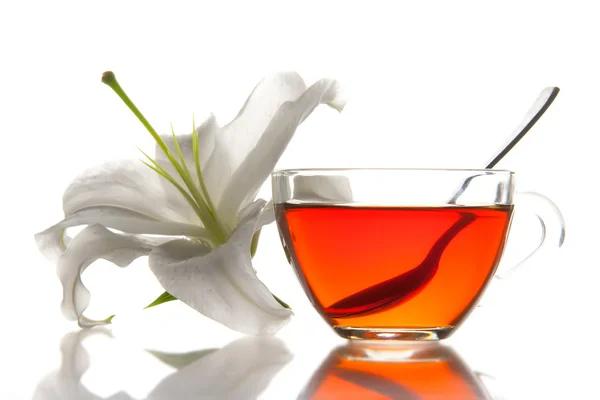 Taza de té y flor —  Fotos de Stock