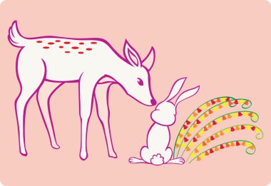 Deer and Rabbit clipart