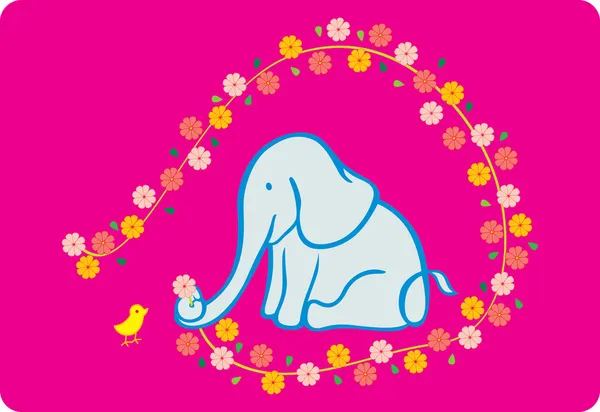 Poussin et éléphant — Image vectorielle