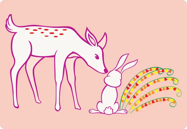Deer and Rabbit — Stock Vector