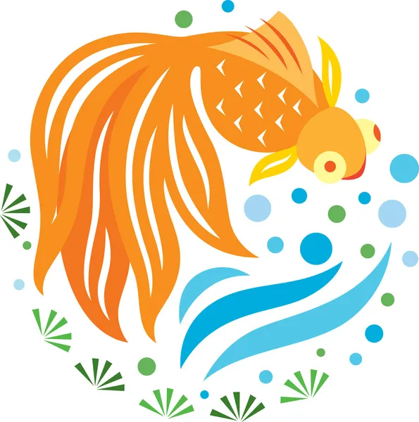 Peixe dourado nadando — Vetor de Stock