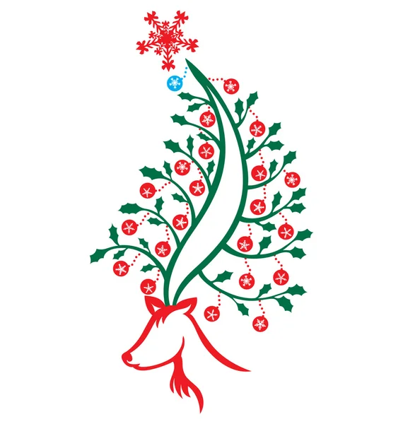 Reindeer Christmas Tree — Stock Vector