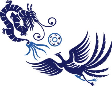 Phoenix and dragon clipart