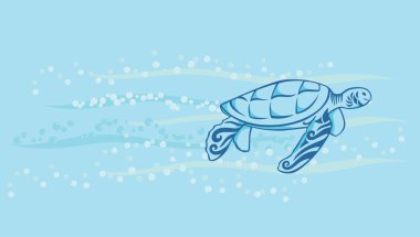 Swimming turtle clipart