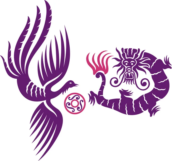 Феникс и дракон — стоковый вектор
