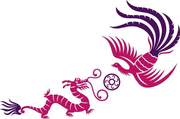 Phoenix y dragón — Archivo Imágenes Vectoriales