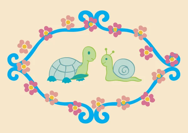Turtle and Snail — Stock Vector
