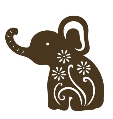 Decorative baby elephant sitting clipart