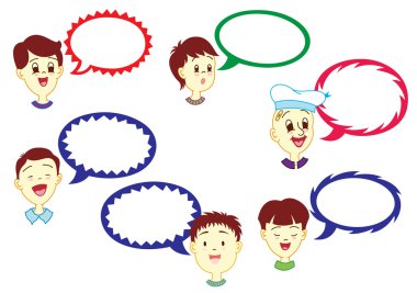 Boys With Dialog Balloon clipart