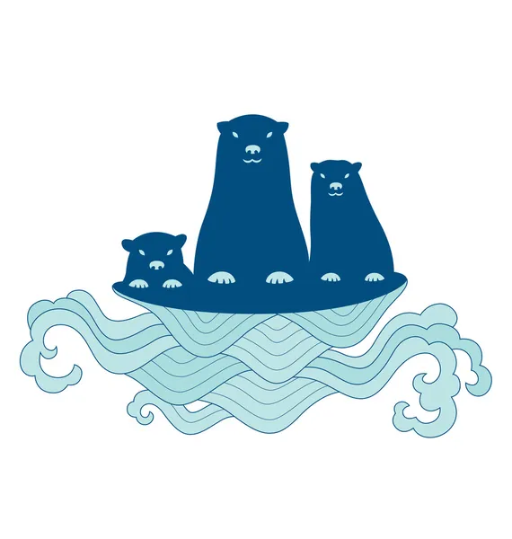 Θάλασσα βίδρα οικογένεια — Διανυσματικό Αρχείο