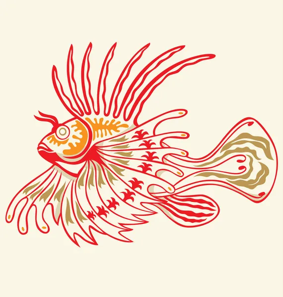 纹身狮子鱼 — 图库矢量图片