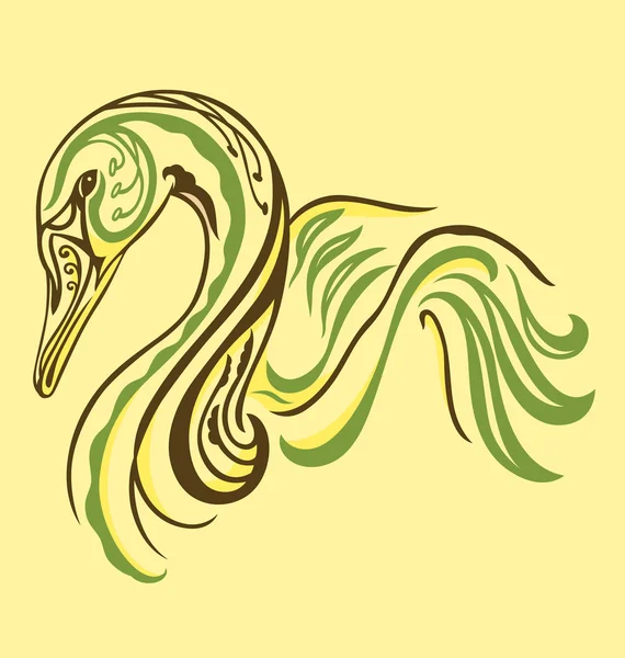 Elegante tatuaggio Swan — Vettoriale Stock