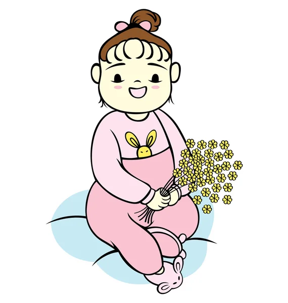Μωρό κορίτσι λουλουδιών — Διανυσματικό Αρχείο