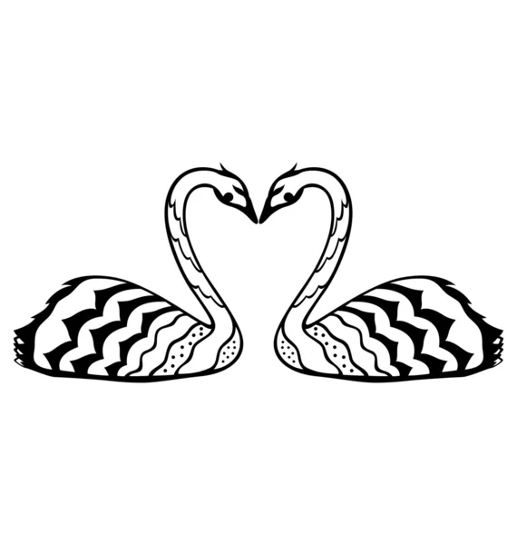 Cygne Décoratif Amoureux Illustré Dans Style Coupe Papier — Image vectorielle