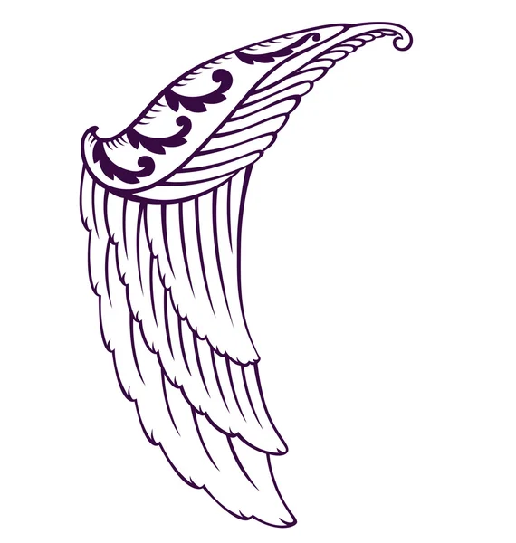 タトゥー スタイルと有機的な形状で示されて半分の鳥翼 — ストックベクタ