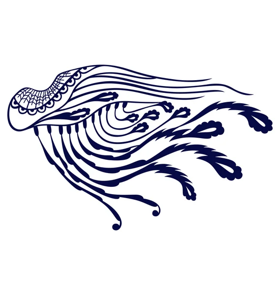 半羽の鳥の羽 入れ墨のスタイルと有機的な形で描かれている — ストックベクタ