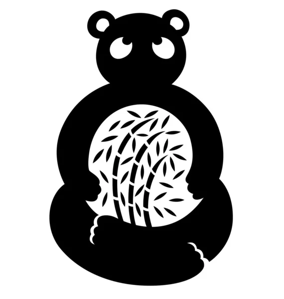 Panda Simplificado Mirando Hacia Arriba Ilustrado Con Bambú Parte Media — Vector de stock