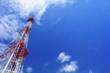 Phone tower in blue sky clipart