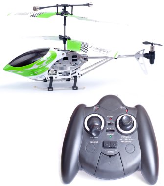 Remote controlled helicopter isolated on white background clipart