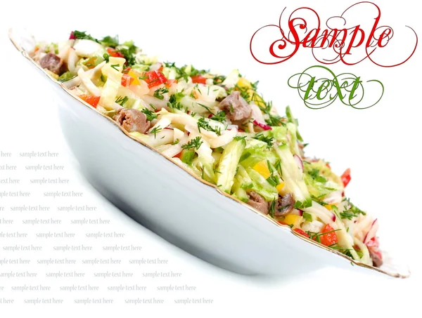 Serving Healthy Vegetables Salad Chiken Heart — Stock Photo, Image
