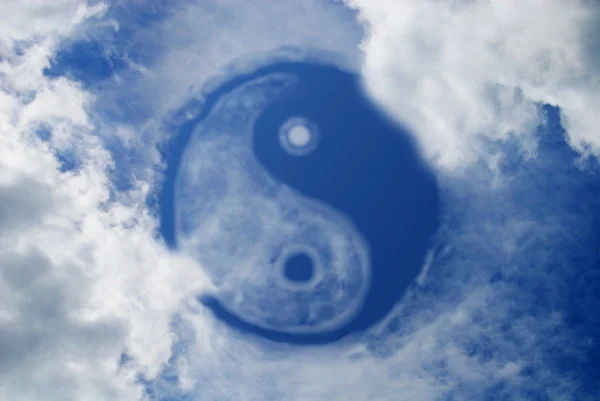 Yin Yang Znak Niebie — Zdjęcie stockowe